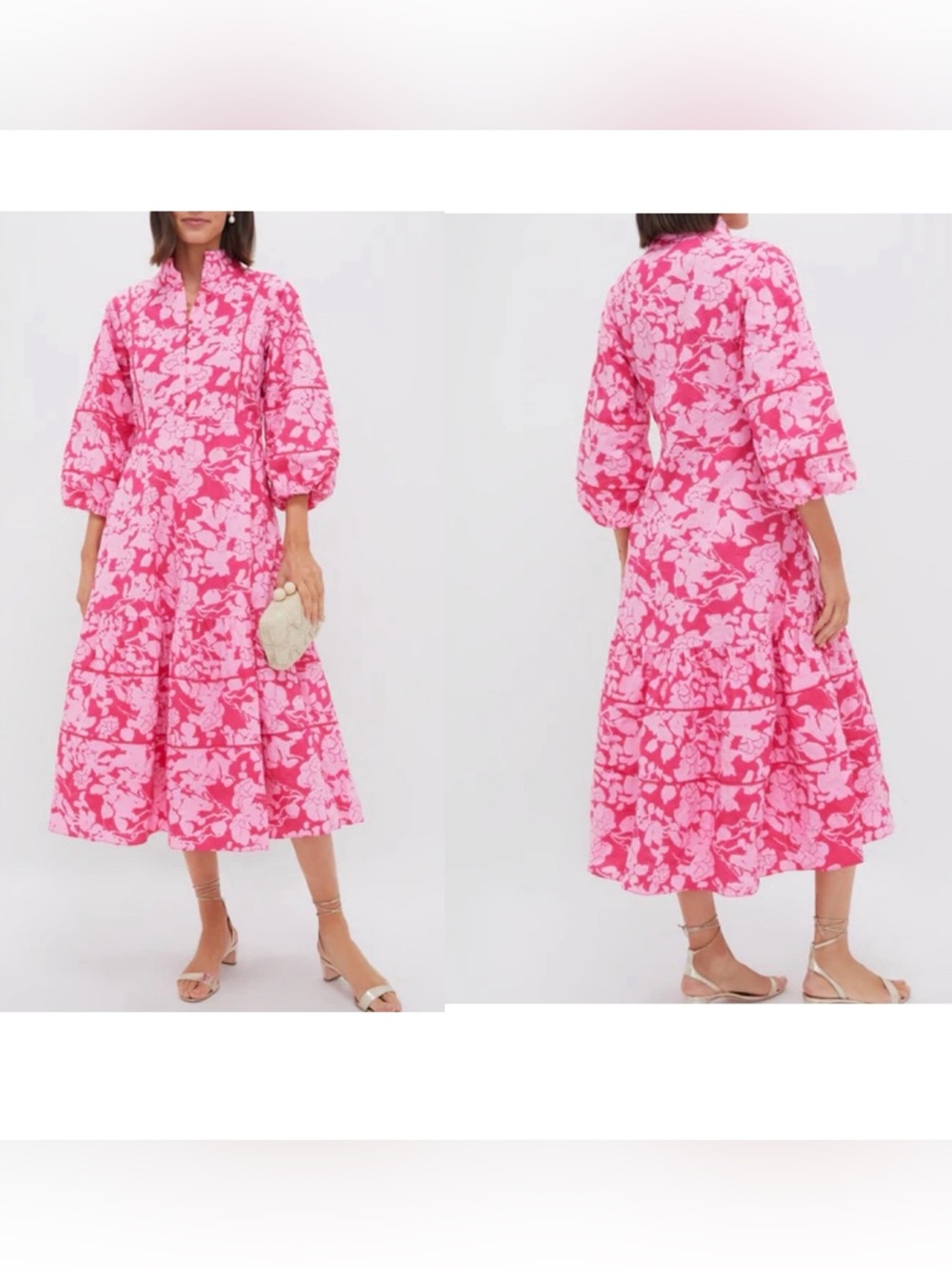 Tuckernuck HYACINTH HOUSE Pink Textured Floral Hillsborough Midi Dress XL NEW